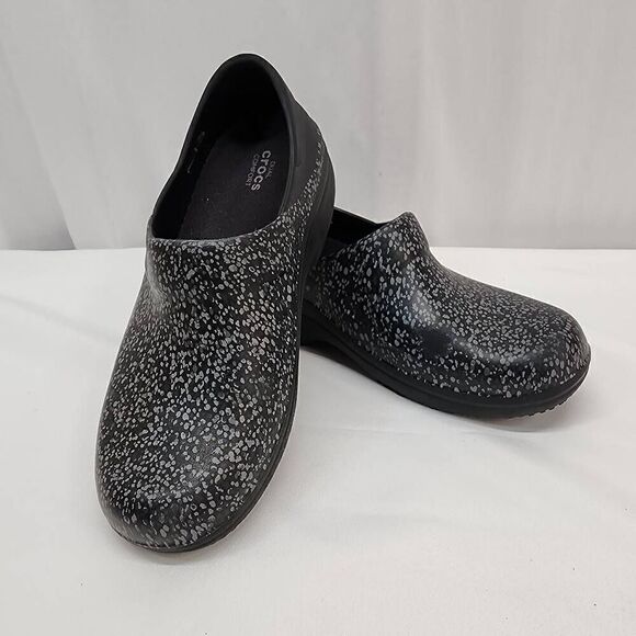 Crocs Size 9 Women's Nurse  Neria Pro II Slip On Clog Black W/ Speckle Dots I - Picture 2 of 10